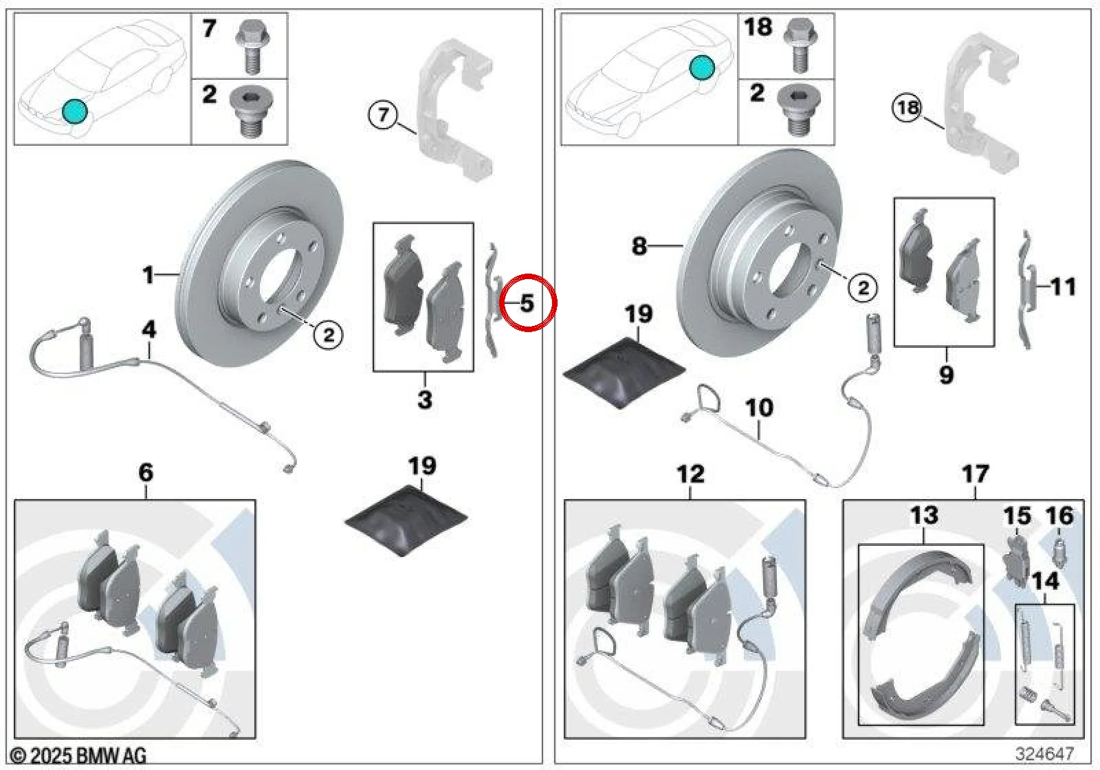 BMW E36 E46 E85 E87… Ön Balata Yayı -Sacı- 34111163801
