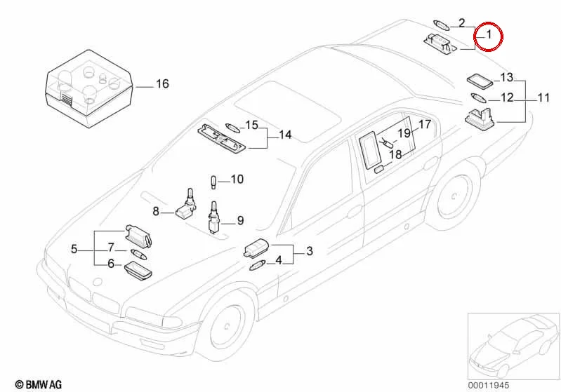 BMW E38 E39 Bagaj İç Aydınlatma Lambası 63316962039