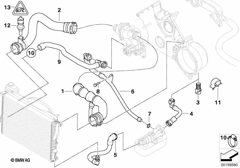 BMW E38 E39 M62 Su Esanjör Hortumu 11531711384