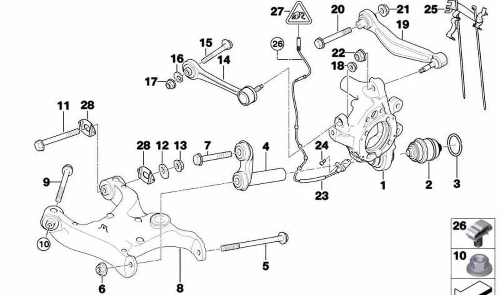 BMW E60 E63 E65 Arka Üst Eğri Salıncak Sağ 33322347990
