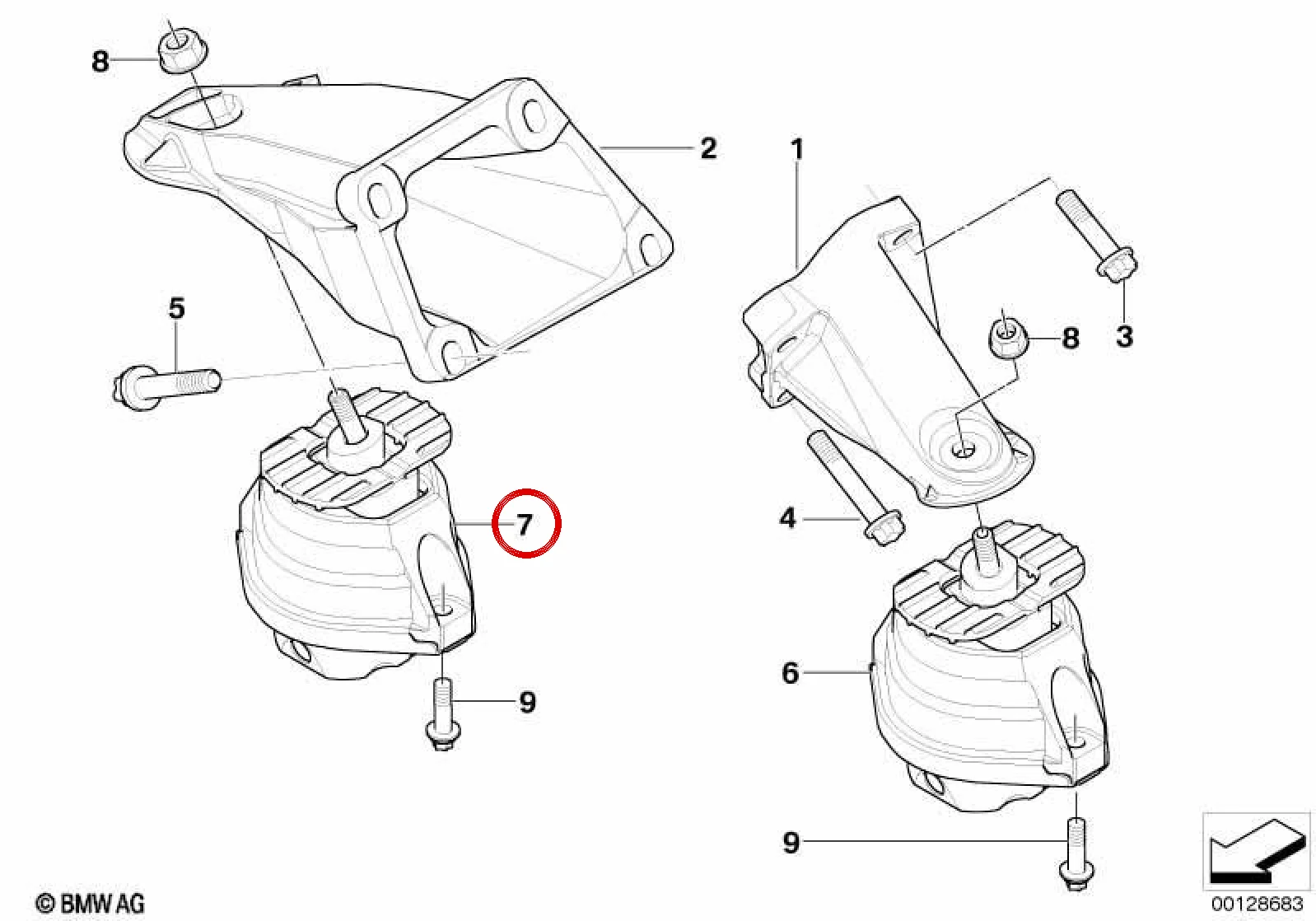 BMW E60 E63 N62 S85 M5-M6 Motor Kulağı Sağ 40,İ-4,5İ 22116762608