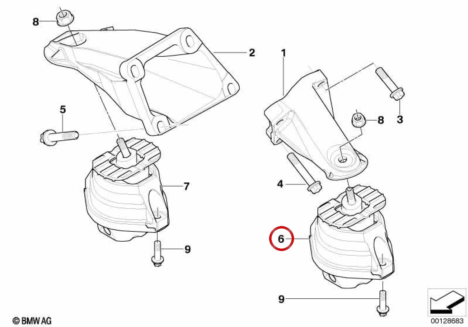 BMW E60 E63 N62 S85 M5-M6 Motor Kulağı Sol 40,İ-4,5İ 22116762607