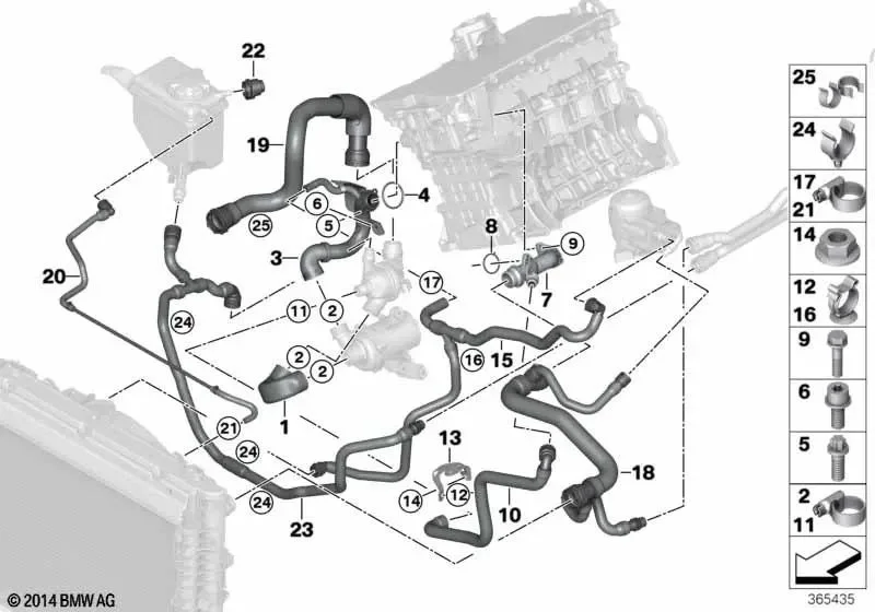 BMW E60 E63 Radyatör Alt Hortumu 17127521775
