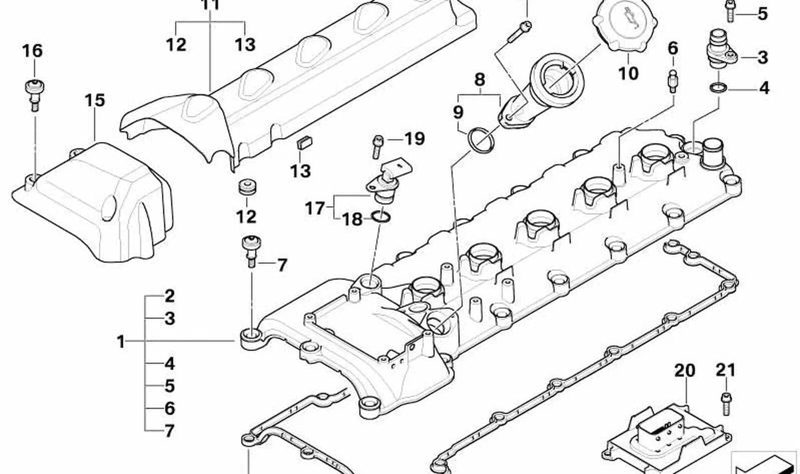 BMW E60 E63 S85 M5-M6 Külbütör Kapak Conta (Zyl 6-10) 11127834110
