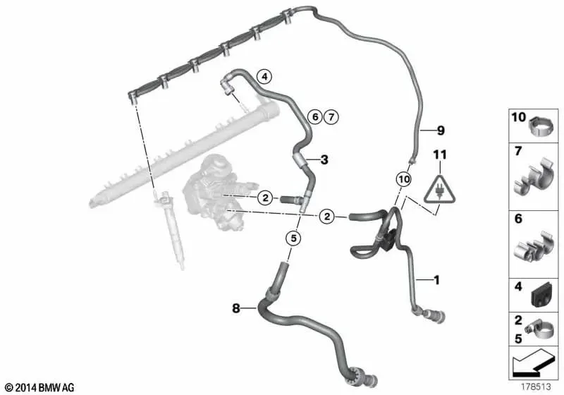 BMW E70 E90 E92 E93… N57 Enjektör Geri Dönüş Hortum 13537799993