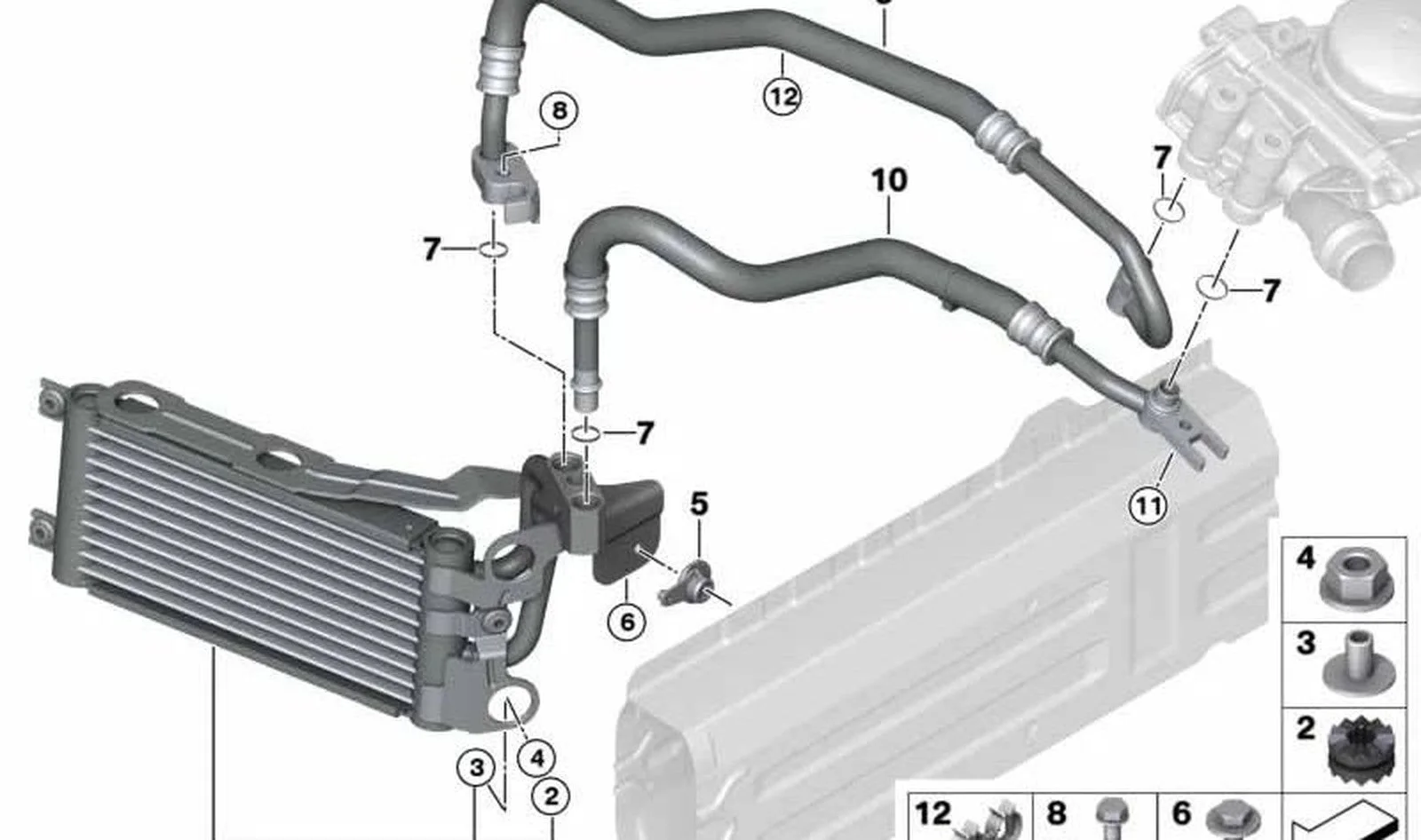 BMW E84 E90 E92 E93 N54 S65 M3 Şanzıman Yağ Soğutma Radyatörü 17227521376