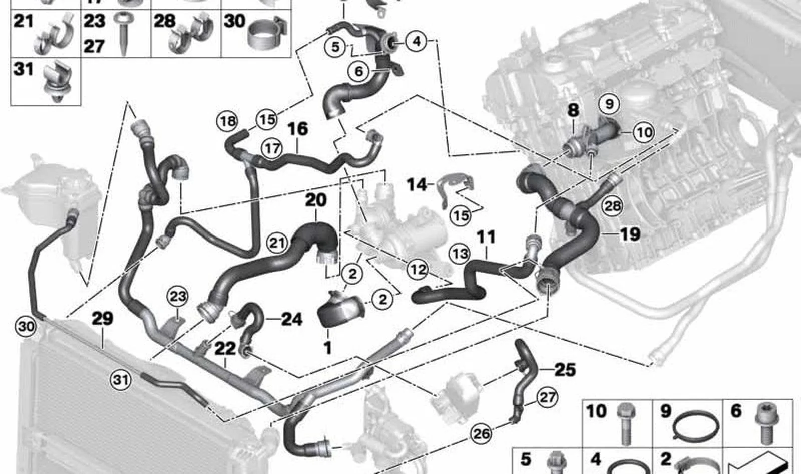 BMW 3 Serisi E90 N43 Radyatör Üst Hortumu 17127566031 GAT-05-4089