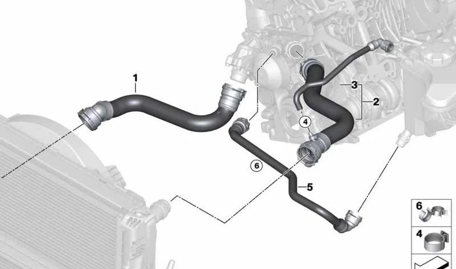 BMW E82 E88 E90 E91… N47 Radyatör Hortumu Üst 17127797257 BMW GROUP