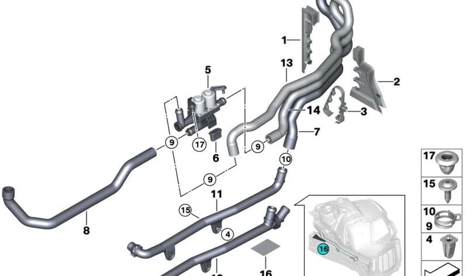 BMW F01 F06 F07 F10 Kalorifer Musluğu 64219310349