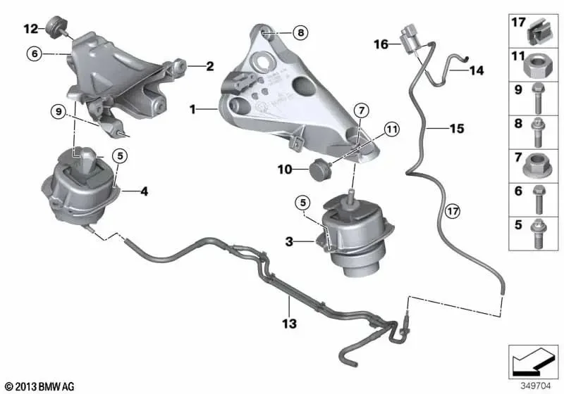 BMW F15 F16 Motor Kulağı Sağ 3,0D 22116853104