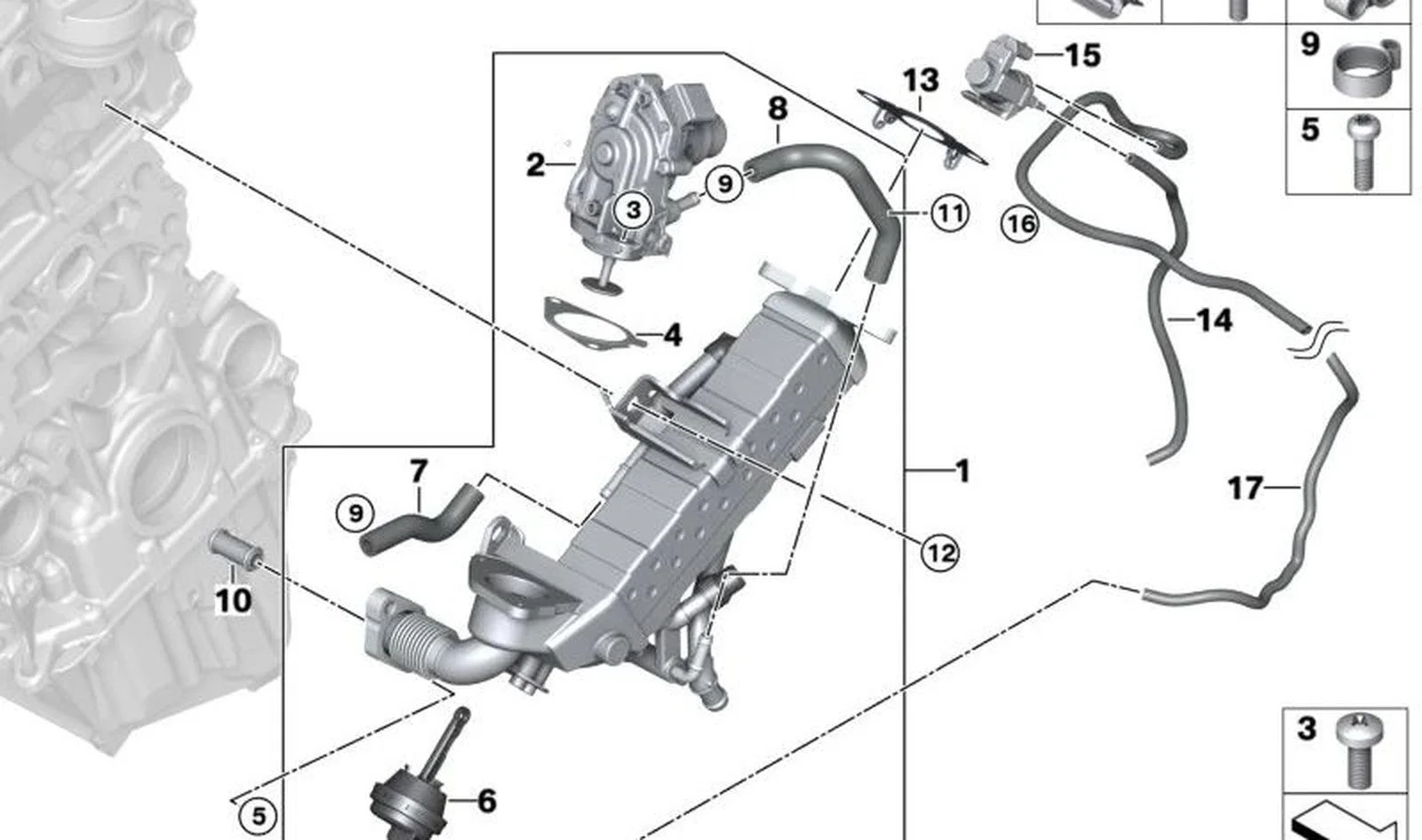 BMW F15 F25 F26 B47 Eksoz Gazı Radyatörü 11717822348