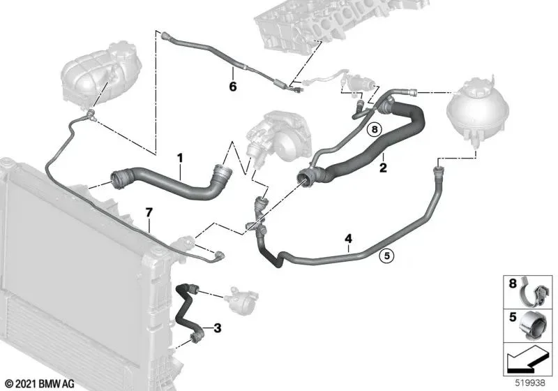 BMW F20 F30 B47 Rad.alt Hortumu 17128514051