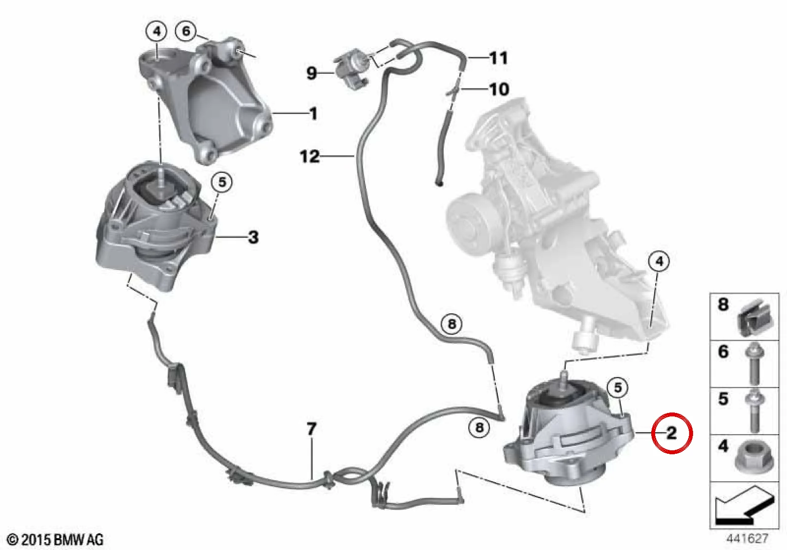 BMW F20 F30 F32 F36 B37 B38 Motor Kulağı Sol 22116859407