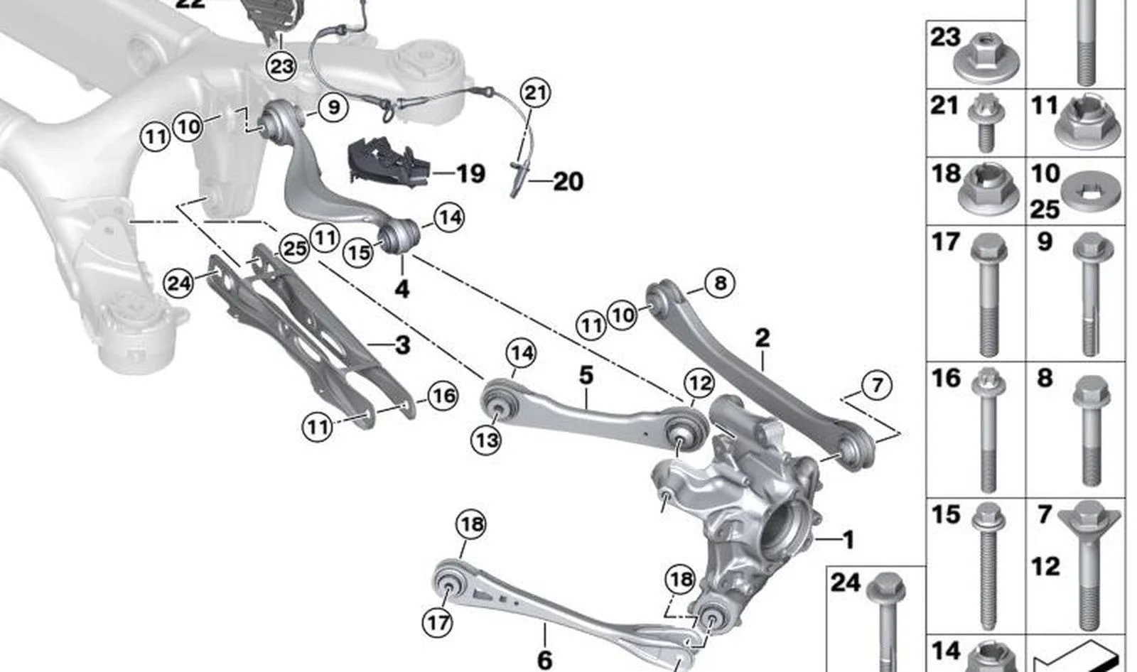 BMW F90 F92 G11 G15… M5-M8 Arka Üst Eğri Salıncak Sol 33326883339