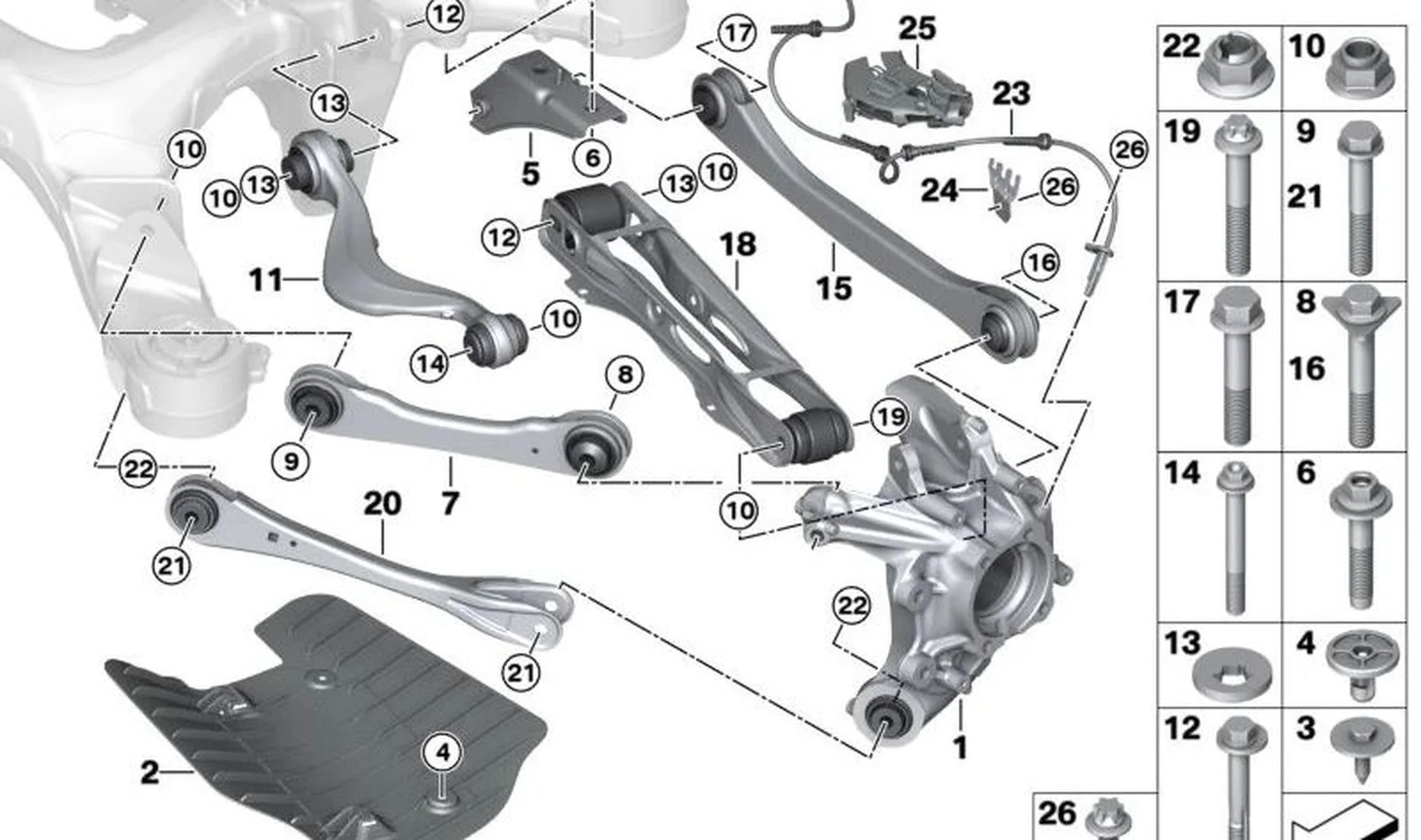 BMW G60 G70 Arka Üst Kısa Salıncak Sağ 33326898564