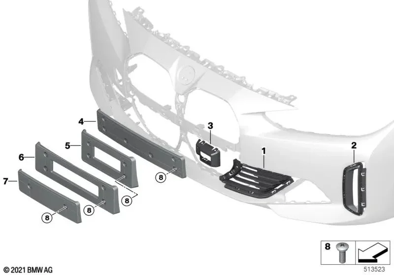 BMW İ4 G26 Ön Tampon Sağ Havalandırma Çerçevesi 51117947066