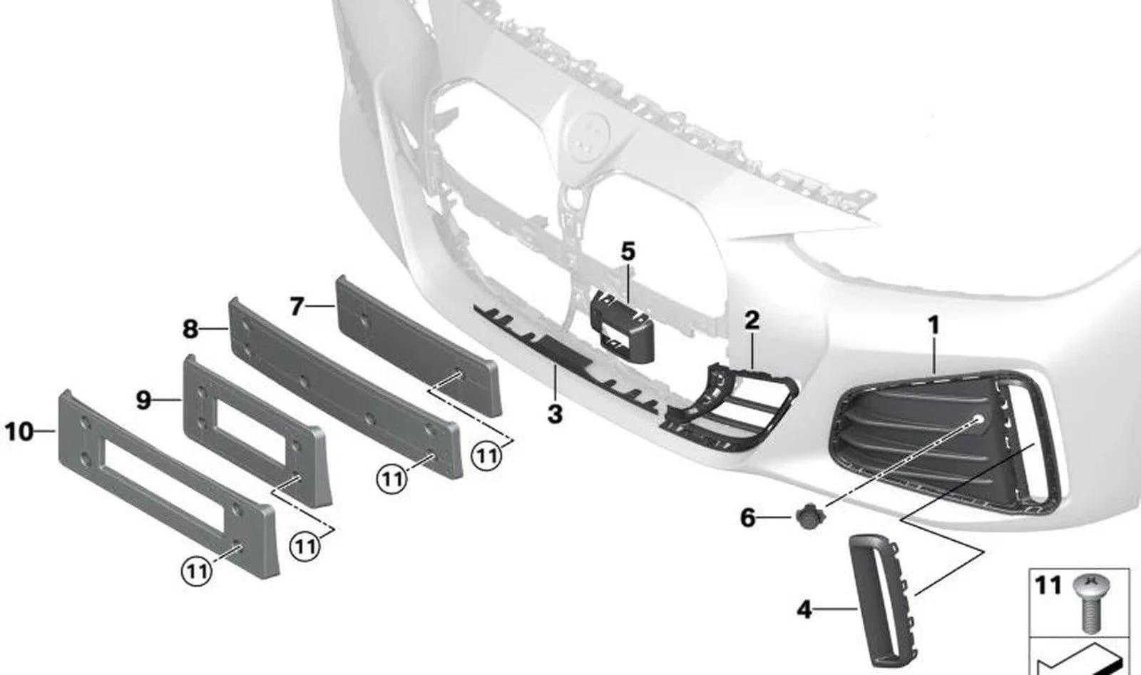BMW İ4 G26 Ön Tampon Sol Sis Izgarası 51118082439
