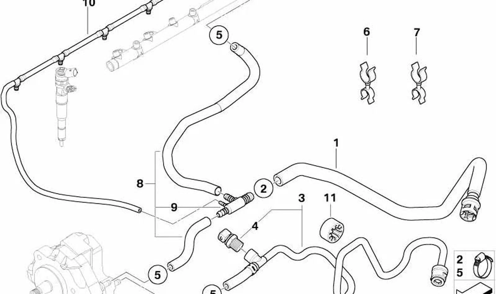 BMW E46 E53 E83 E90… M57 M57N Enjektör Geri Dönüş Hortumu 13537790330