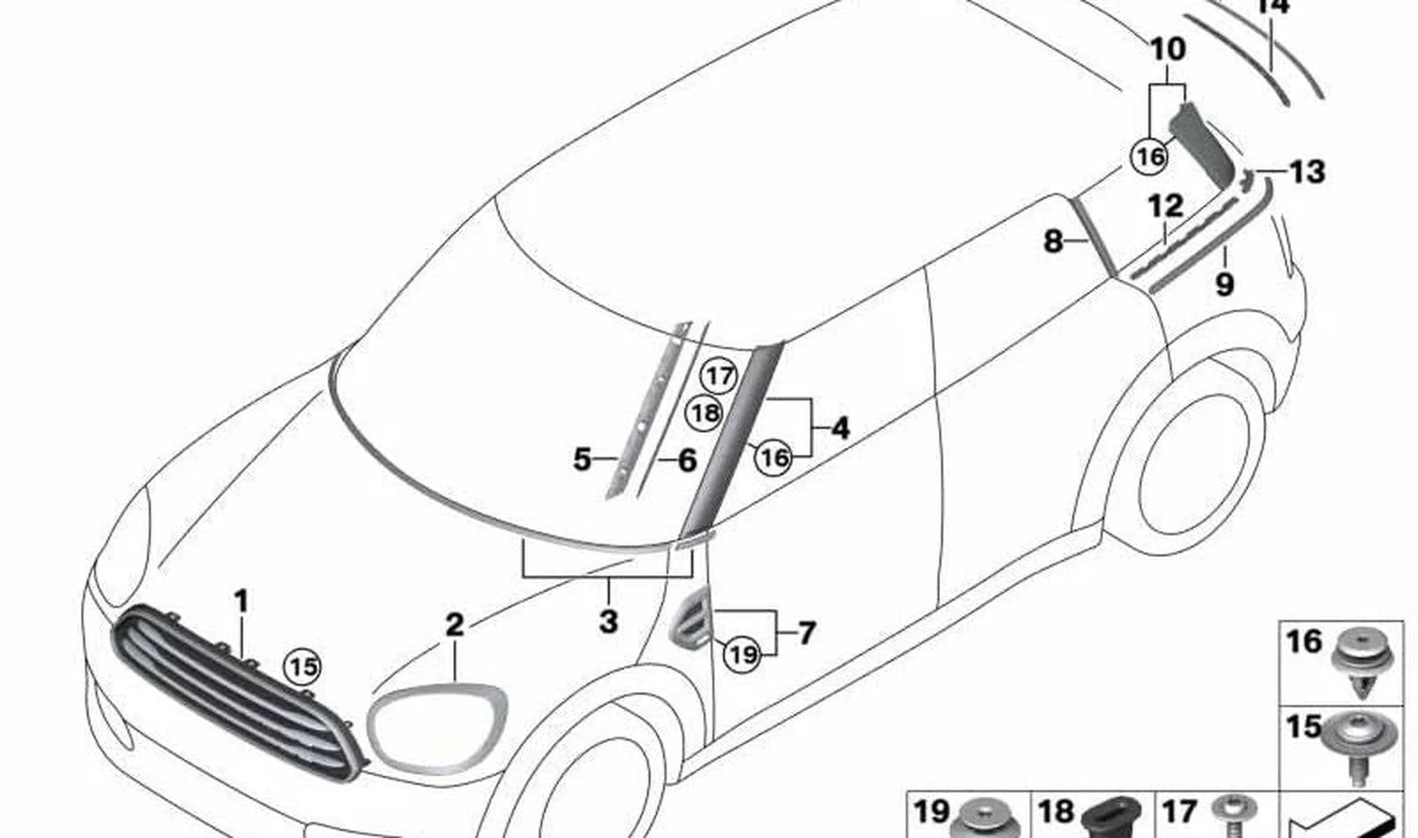 BMW MINI F60 Mini A Direği Kapak Sağ 51137424160