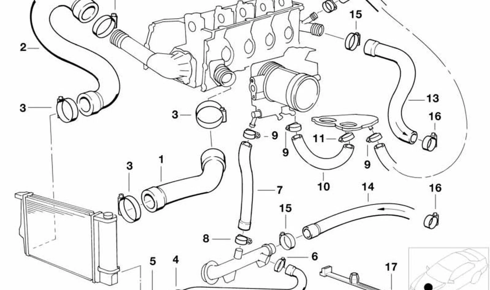 BMW 5 Serisi 3 Serisi E34 E36 M43 Su Hortumu 11531739560