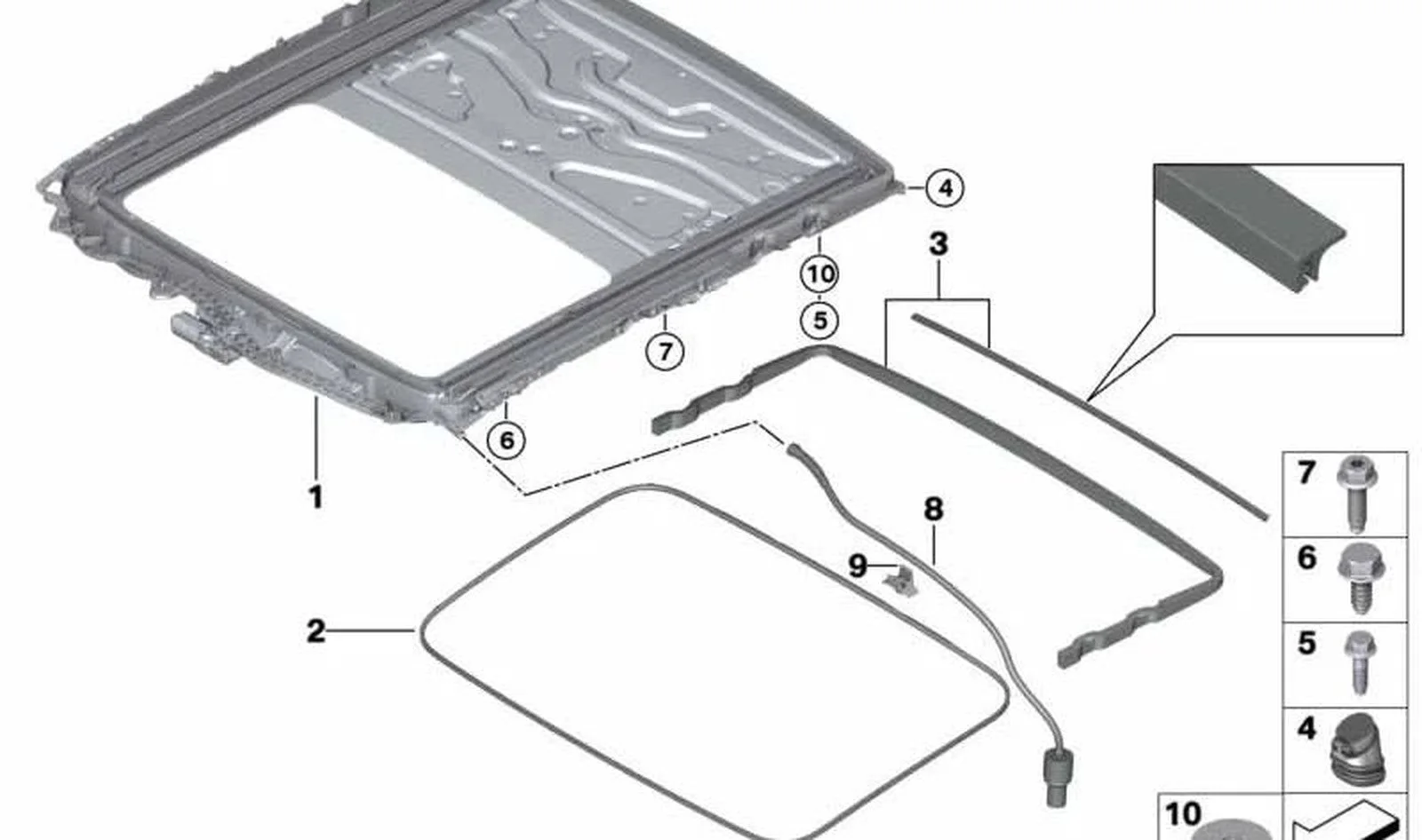 BMW 5 Serisi E39 E60 F10 Sunroof Fitili 54107245551