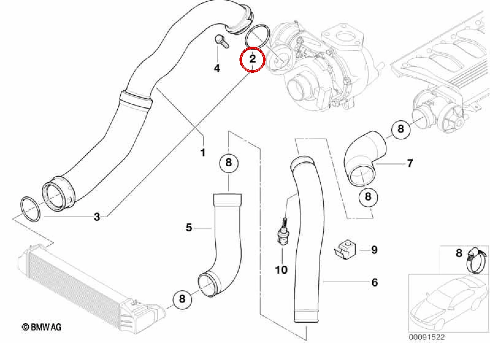 BMW E46 E60 E61 E83… M47 Turbo Hortum Contası 11617801206
