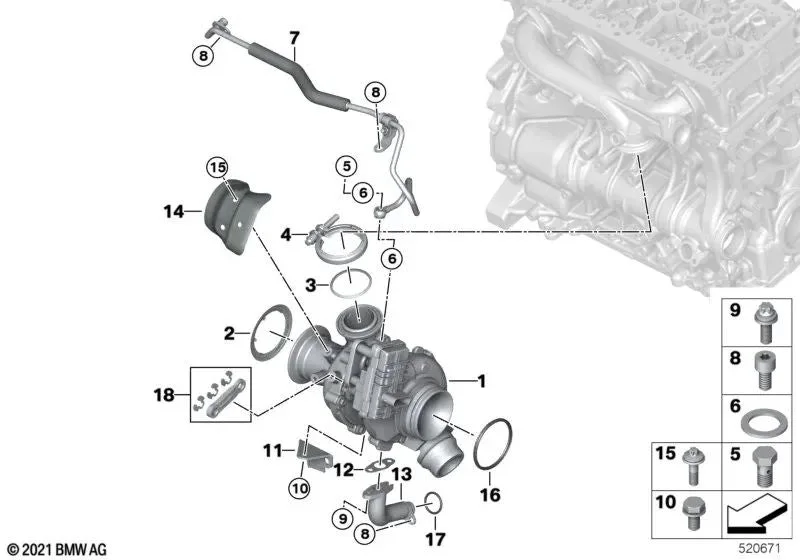 BMW Turbo Onarım Seti Denge Kolu 11658596433