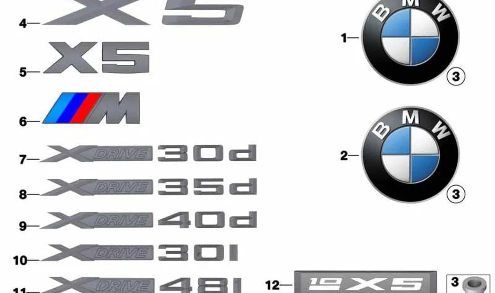 BMW X5 E53 Yazı Amblem Logo 51148402675