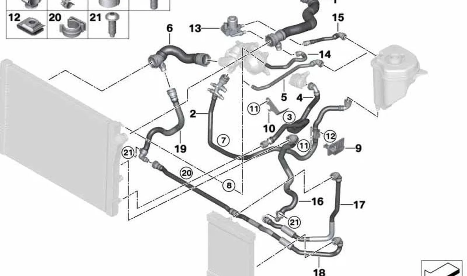 BMW X5 F15 N47 N47S1 Rad Hortumu 17128515510