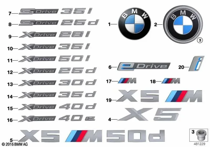BMW X5 F15 Xdrive 25D Yazı Amblem Logo 51147345057