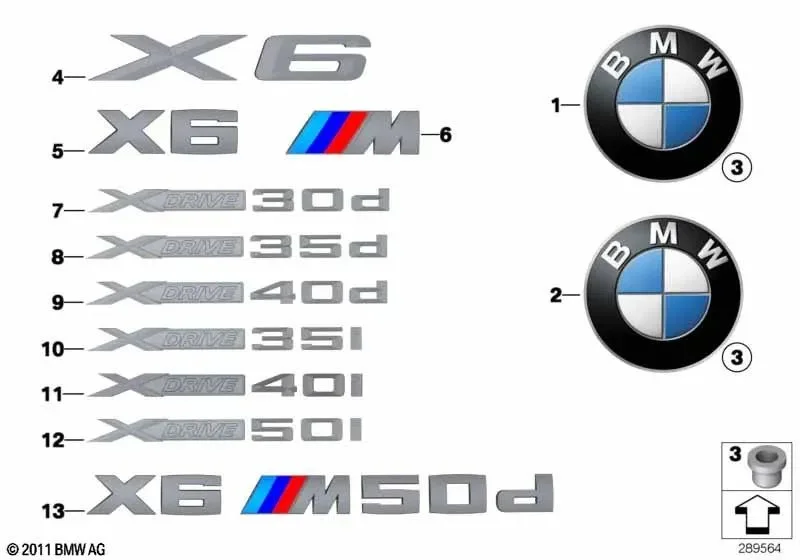 BMW X6 E71 M 50D Yazı 51148055281