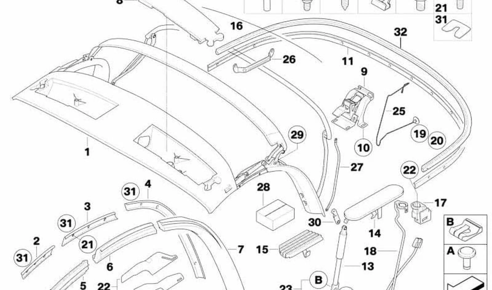 BMW Z4 E85 Tente Kızağı Ön Sol 54317043891