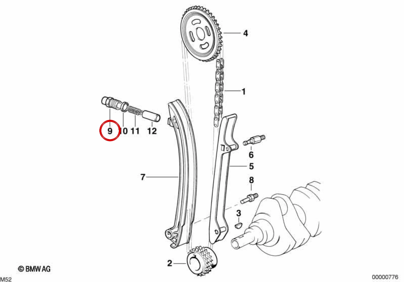 BMW E34 E36 E38 E39… M50 M52 M54 Zincir Gergisi 4 Parca 11311703746