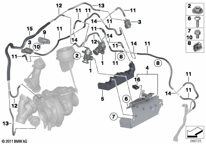 BMW E84 F10 F11 F15… N47 Hortum 11658518876