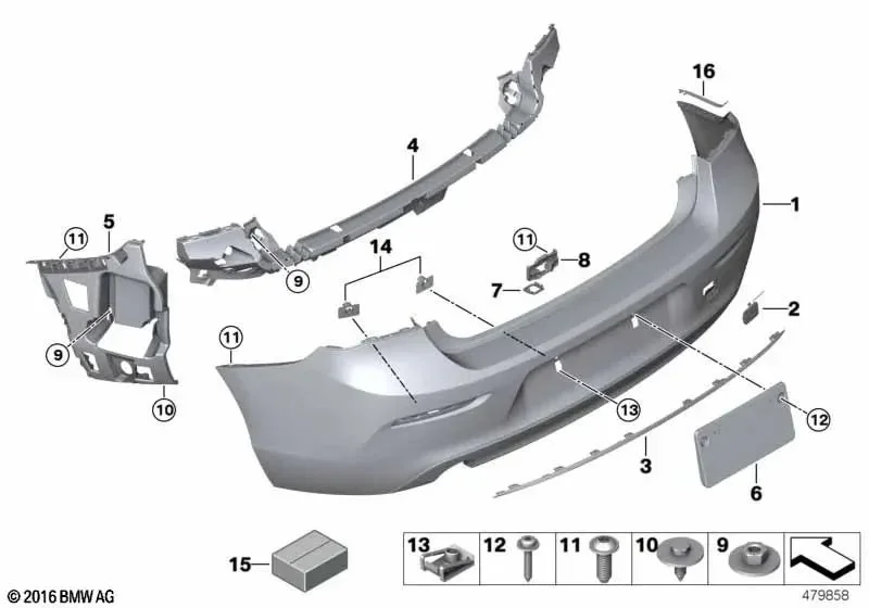 BMW 1 Serisi F20 F21 Tampon Braketi Arka L Sol 51127371753