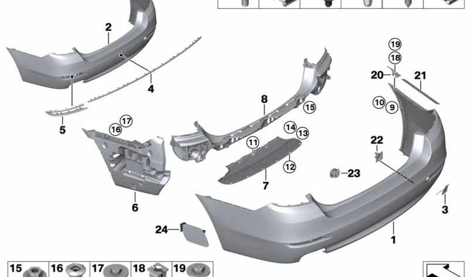 BMW 5 Serisi F10 Tampon Nikelajı Arka Sol -Luxury 51127341675
