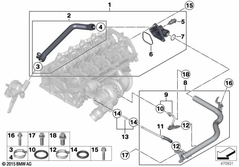 BMW 1 Serisi 3 Serisi F20 F21 F30 F31 Termostat Borusu 11537600588