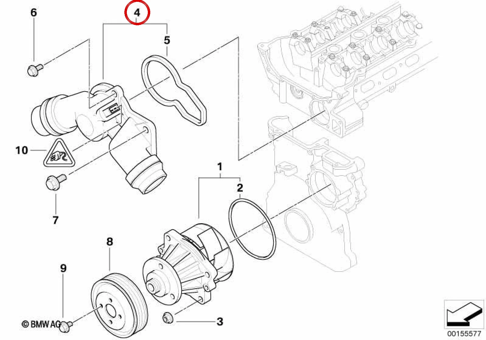 BMW X3 X5 E39 E53 E83 M52 M54 Termostat 97C 11531437040